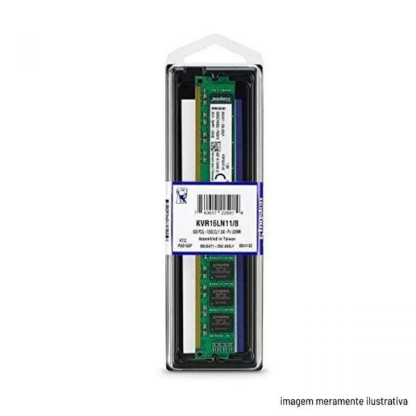 MEMÓRIA DESKTOP DDR3 8GB 1600MHZ LOW VOLTAGE KINGSTON KVR16LN11/8
